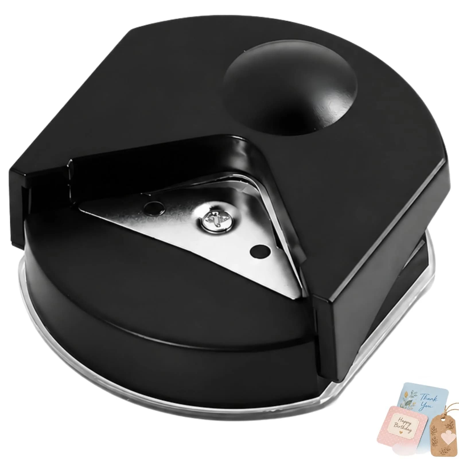 Kryoflare 4mm Corner Rounder Punch, Steel Paper Cutter with Adjustable Guide | Precise Rounding Tool for Crafts — Black