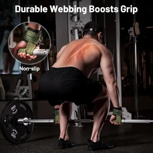 M MANUEKLEAR Green Lifting Straps with Double D-Ring & Padded Support, 34cm (13.4in) | Grip Strength for Weightlifting thumbnail 4