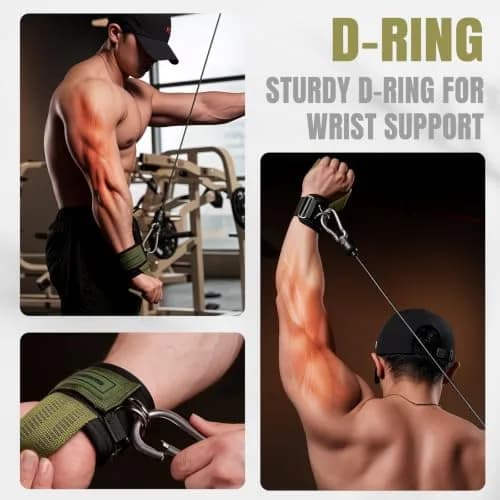 M MANUEKLEAR Green Lifting Straps with Double D-Ring & Padded Support, 34cm (13.4in) | Grip Strength for Weightlifting thumbnail 5