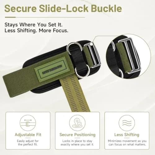 M MANUEKLEAR Green Lifting Straps with Double D-Ring & Padded Support, 34cm (13.4in) | Grip Strength for Weightlifting thumbnail 6