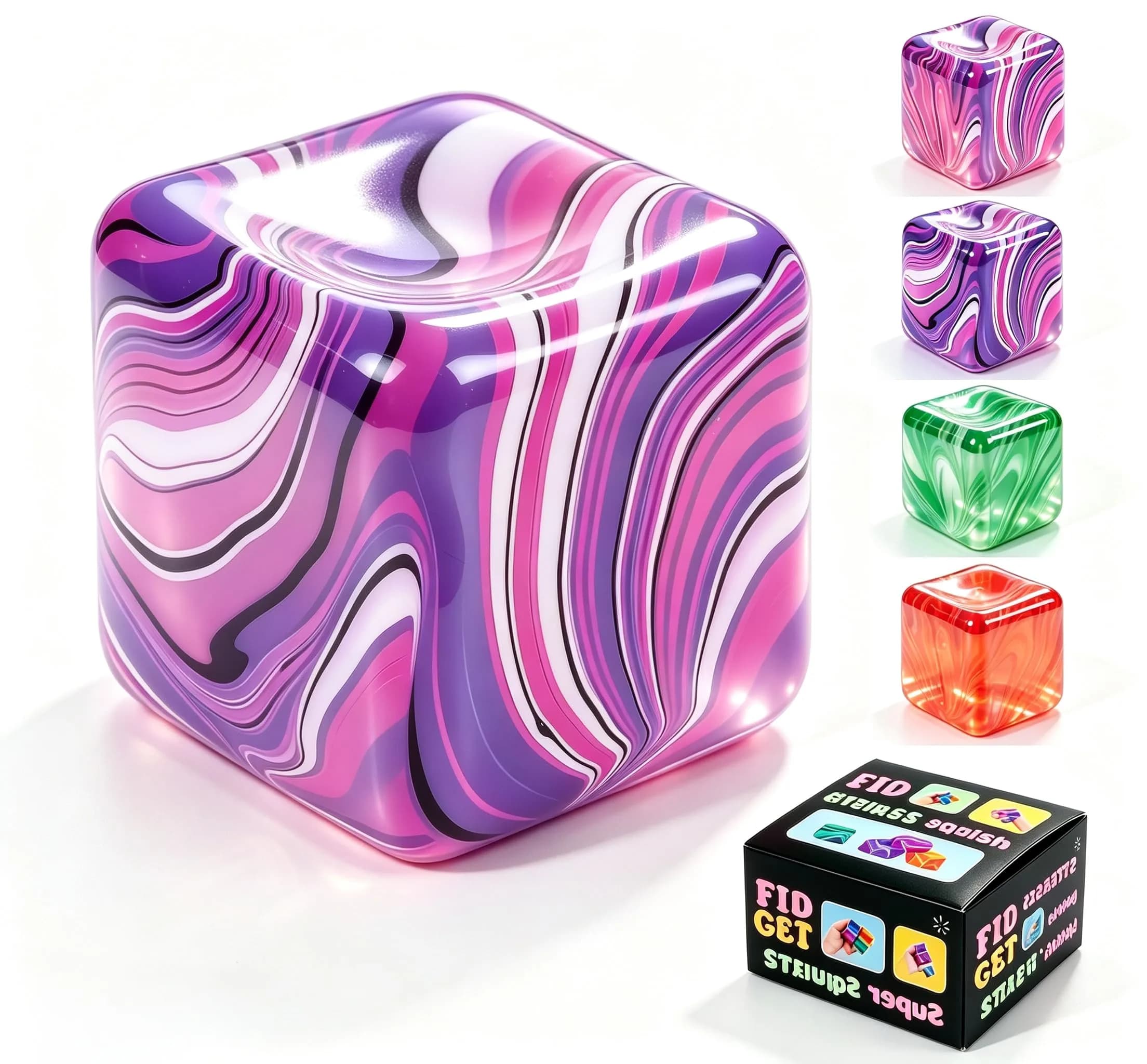 Drephere Purple Ice Cube Stress Ball 5.6cm (2.2 inches) | Non-Toxic Sensory Toy for Kids & Adults
