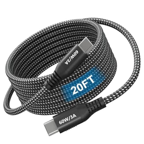 Bawanfa 20ft USB C to USB C Cable | 60W Fast Charging & Durable Braided Design thumbnail 1