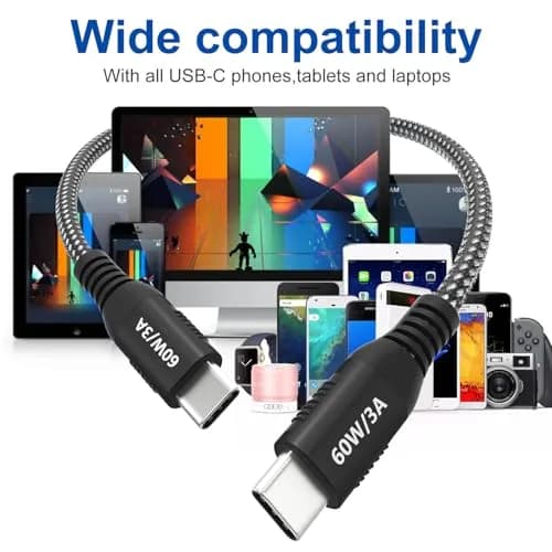 Bawanfa 20ft USB C to USB C Cable | 60W Fast Charging & Durable Braided Design thumbnail 6