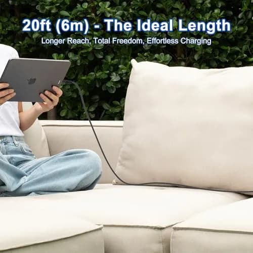 Bawanfa 20ft USB C to USB C Cable | 60W Fast Charging & Durable Braided Design thumbnail 2