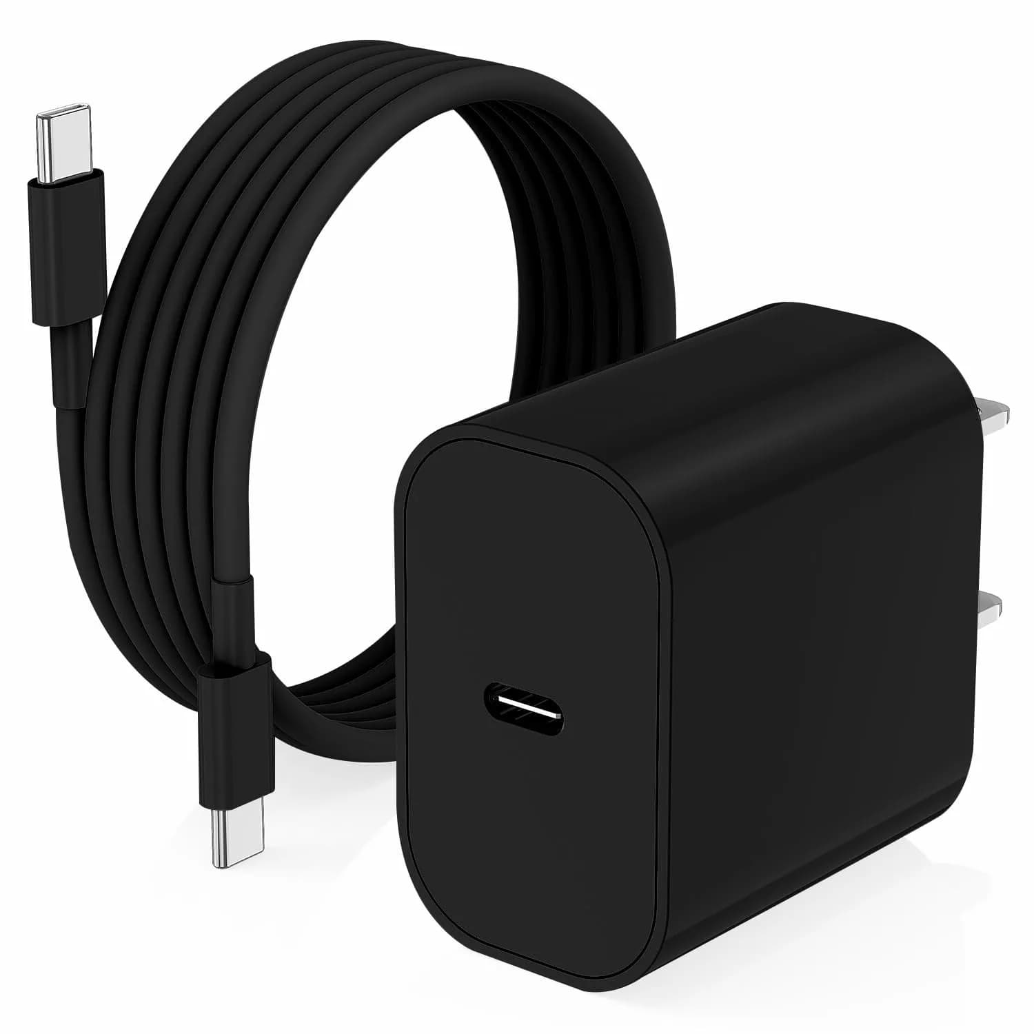 Cerdeti 20W USB-C PD Fast Charger & 10ft Cable Set | 220V Compatible for iPhone, iPad, Pixel, Samsung — Black