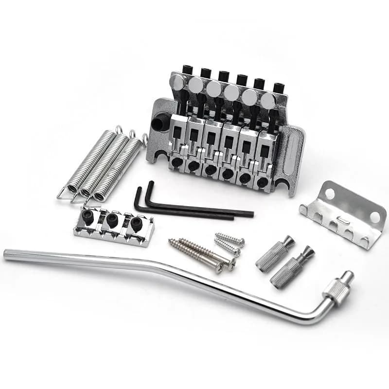SAPHUE Electric Guitar Tremolo Bridge Double Locking System for Floyd Rose Type (Matte Chrome, 53mm)