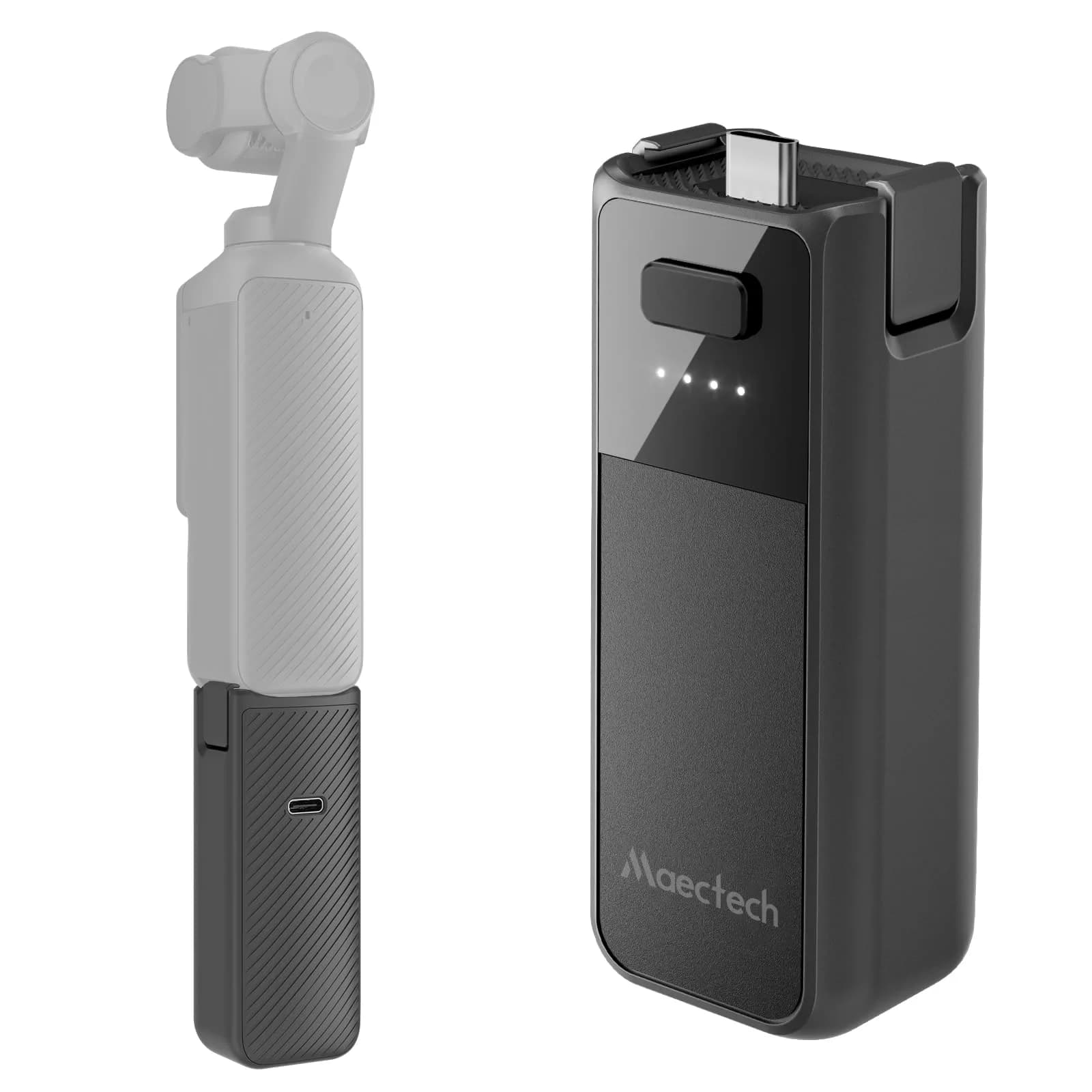 Maectech Fast Charging Battery Handle 2800mAh (10.36Wh) for DJI Osmo Pocket 3/4 | Extends Shooting Time by 132 Minutes