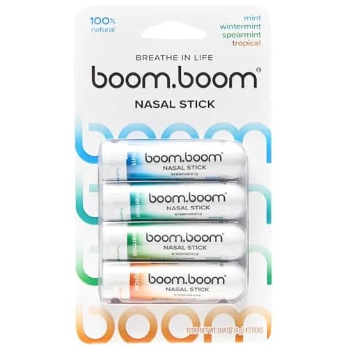 BoomBoom Nasal Stick, Variety 4 Pack | Essential Oils + Menthol Inhaler for Better Breathing thumbnail 1