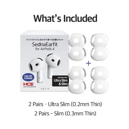 AZLA SednaEarfit for AirPods 4 Silicone Covers, Secure Fit, Ultra Slim+Slim | Anti-Slip, Dual Thickness, Compatible with Charging Case thumbnail 6