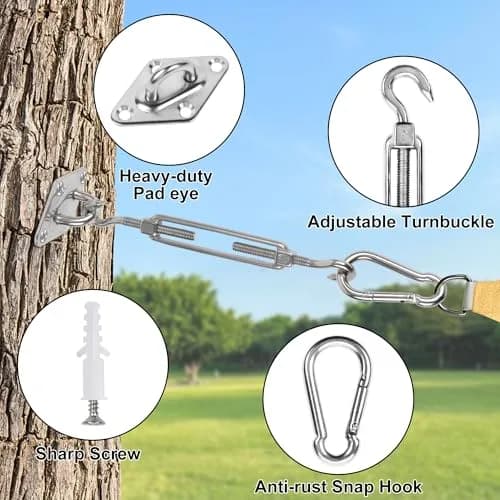 YOFIT 44 Pcs Shade Sail Hardware Kit 5 Inch | 304 Stainless Steel Turnbuckles & Brackets for Triangle/Rectangle Sails thumbnail 6