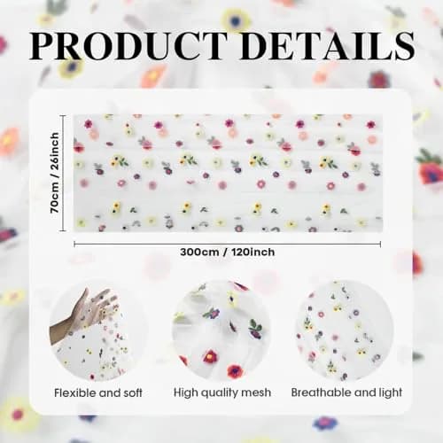 Artoid Mode Embroidery Daisy Gauze Table Runner 71cm x 305cm | Rustic Floral Home Decor thumbnail 6