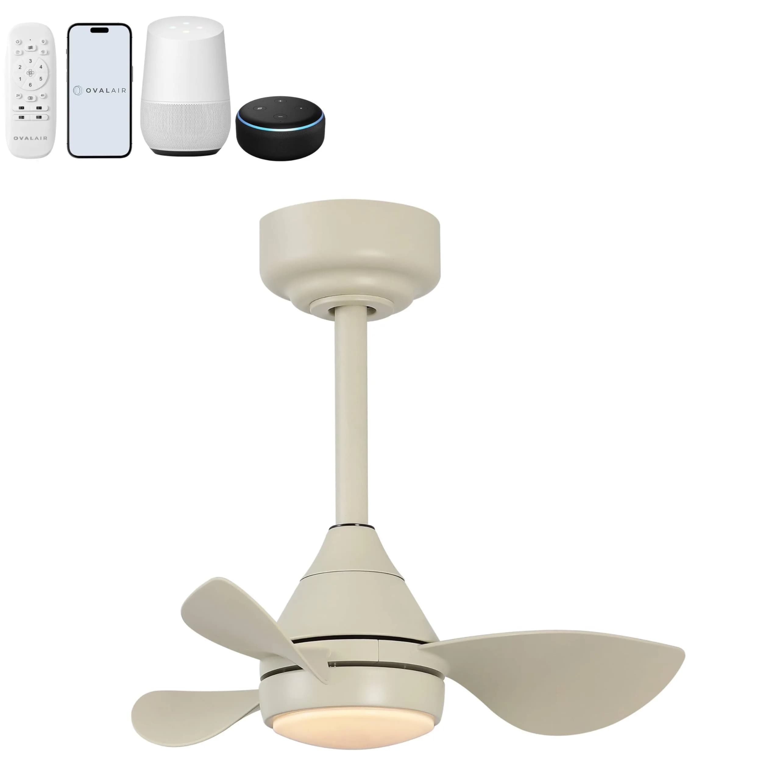 OVAL AIR AIR8000E Albini 22" Contemporary Minimalist 6-Speed Metal Ceiling Fan | Smart Dimmable LED for Living Room & Bedroom - main product image