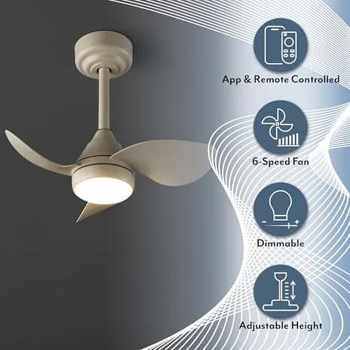 OVAL AIR AIR8000E Albini 22" Contemporary Minimalist 6-Speed Metal Ceiling Fan | Smart Dimmable LED for Living Room & Bedroom thumbnail 4