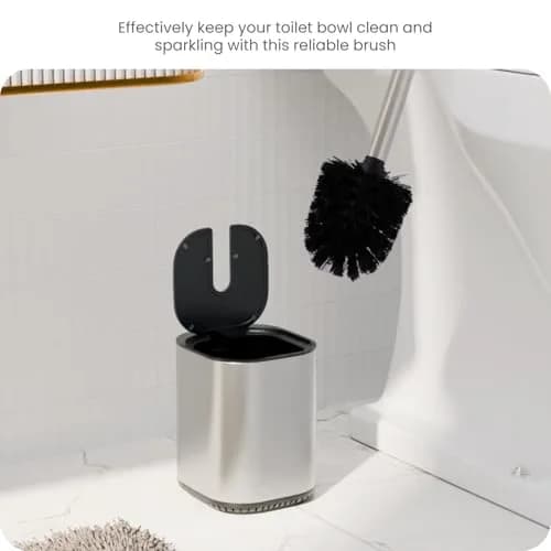 Home Zone Living Toilet Brush Cleaner with Holder | Automatic Lid & Stainless Steel Handle thumbnail 5