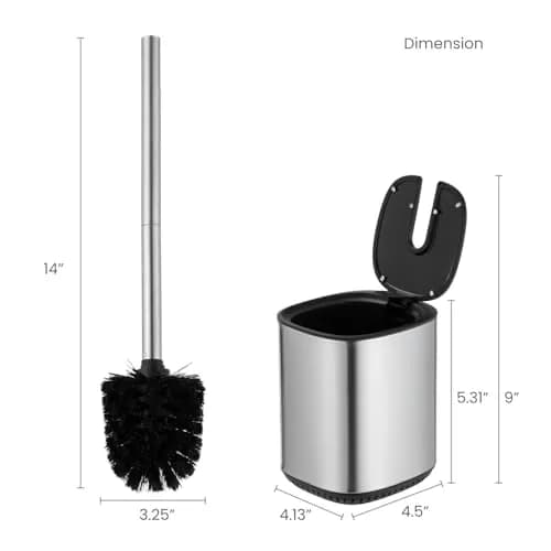 Home Zone Living Toilet Brush Cleaner with Holder | Automatic Lid & Stainless Steel Handle thumbnail 7