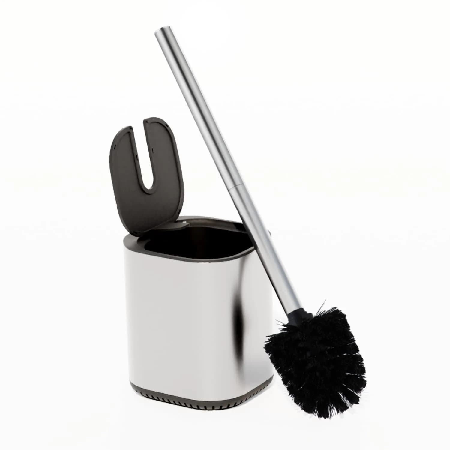 Home Zone Living Toilet Brush Cleaner with Holder | Automatic Lid & Stainless Steel Handle - main product image