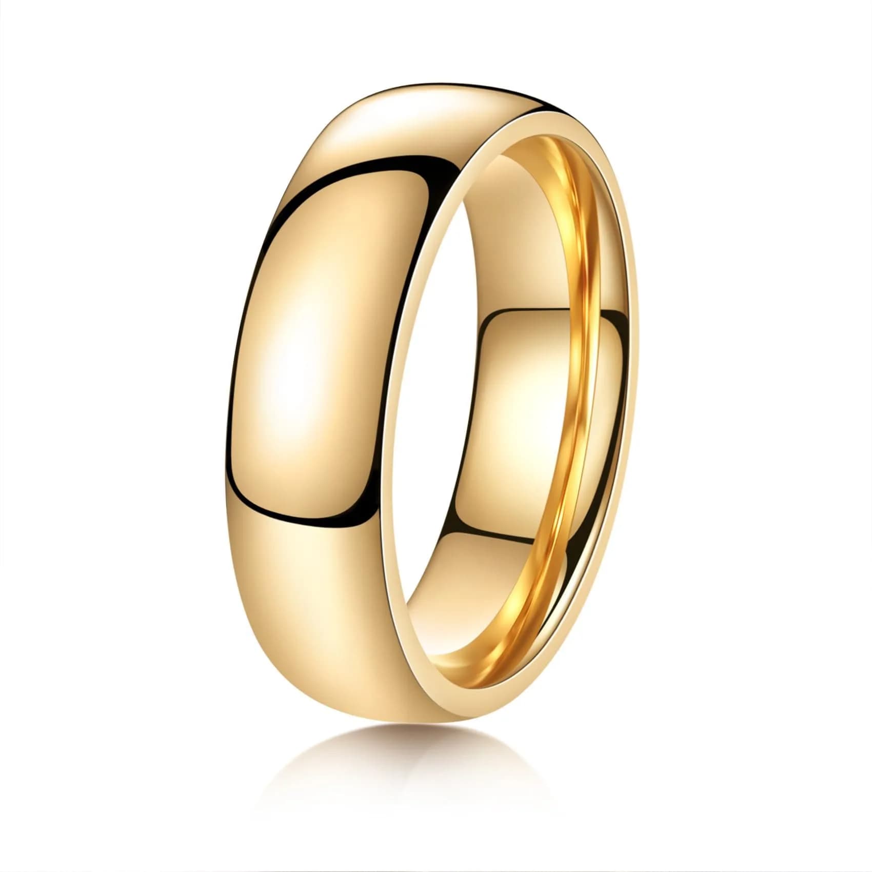 YOESDIE Gold Dome Cigar 6mm Titanium Ring Wedding Band for Men Women | Hypoallergenic, Scratch-Resistant, Waterproof - main product image