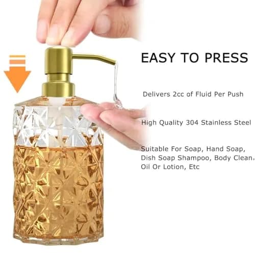 AUNRGO Gold Soap Dispenser Pump Replacement - Brushed Finish 304 Stainless Steel 28/400 | Durable & Corrosion-Resistant thumbnail 4