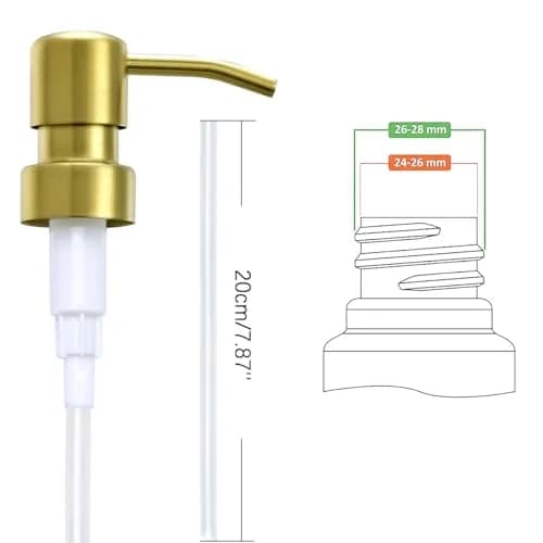 AUNRGO Gold Soap Dispenser Pump Replacement - Brushed Finish 304 Stainless Steel 28/400 | Durable & Corrosion-Resistant thumbnail 2