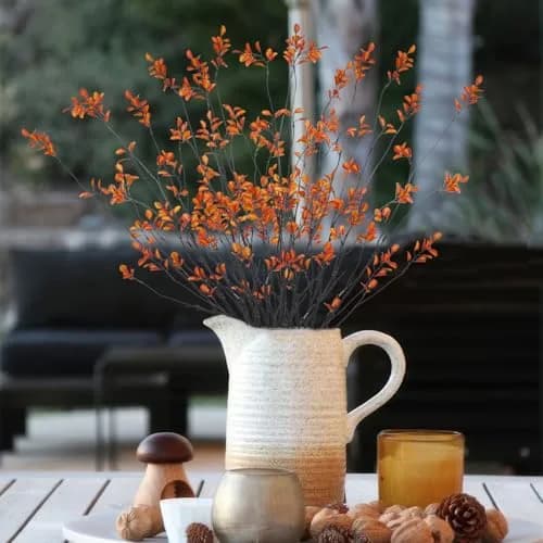ACRYCS Artificial Greenery Stems 90cm (35.4") Orange Faux Branches | 4 Pcs Vase Filler for Autumn Decor thumbnail 4