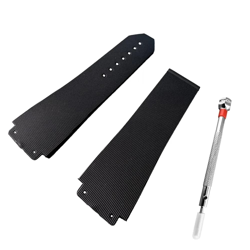 HiCycle2 Black Rubber Watch Band Strap for Hublot Fusion Big Bang 44-45mm Lugs 24/25mm, Buckle 22mm | Includes H-Style Screwdriver — 25 * 19 * 22mm S