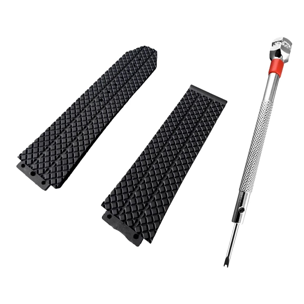HiCycle2 Black Rubber Watch Band Strap for Hublot Fusion Big Bang 44-45mm Lugs 24/25mm, Buckle 22mm | Includes H-Style Screwdriver — 24 * 18 * 22mm