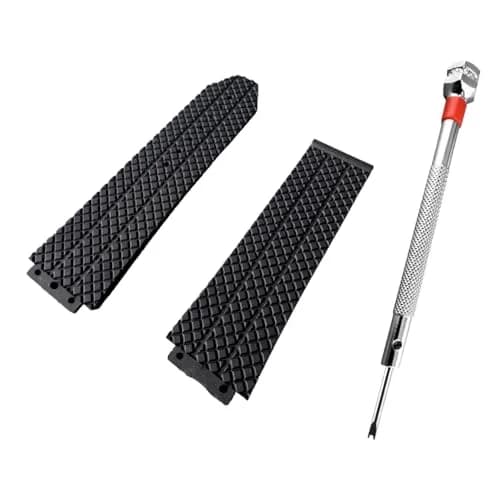 HiCycle2 Black Rubber Watch Band Strap for Hublot Fusion Big Bang 44-45mm Lugs 24/25mm, Buckle 22mm | Includes H-Style Screwdriver thumbnail 1