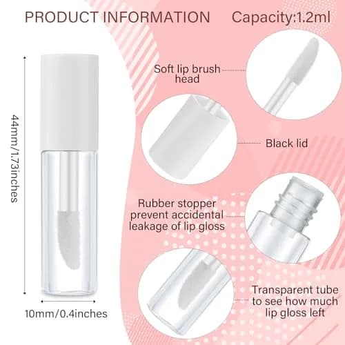 Patelai Clear Mini Lip Gloss Tubes 1.2ml (100-Pack) | DIY Cosmetic Containers for Travel thumbnail 2