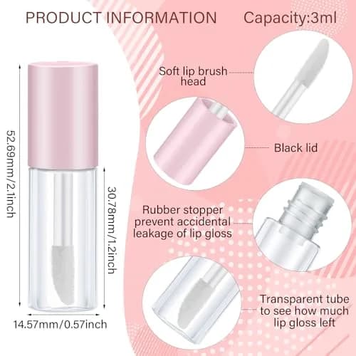 Patelai Clear Mini Lip Gloss Tubes 3ml (0.1 Fl Oz) | 100 Pcs Refillable DIY Cosmetic Containers thumbnail 2