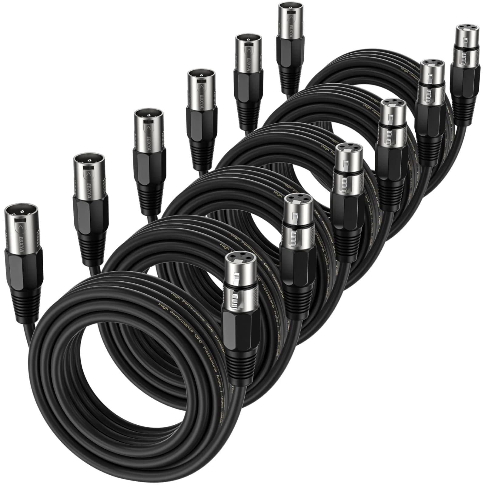 EBXYA XLR Cable 2ft | 6 Pack, High-Fidelity Microphone Cable with 3-Pin XLR Male to Female - main product image
