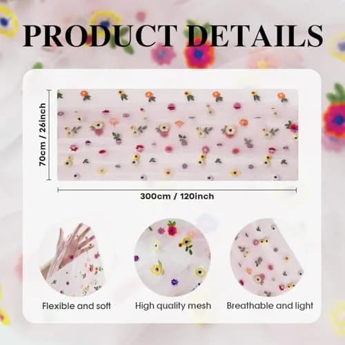 Artoid Mode Pink Embroidery Daisy Gauze Table Runner 28 x 120 Inch | Bright Floral Print for Festive Decor thumbnail 6