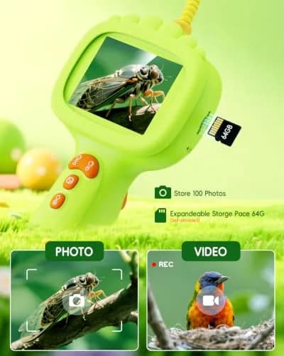 Ashfly Green Borescope Camera with Light for Kids, 7.9mm Lens & 2.4" HD Screen | STEM Educational Toy for Nature Exploration thumbnail 2
