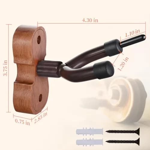 WOGOD Violin Wall Mount 6 Pack with Bow Holder, Real Hardwood Violin Shape Instrument Display Hooks for Violin, Viola, Universal String Instrument Holder thumbnail 5