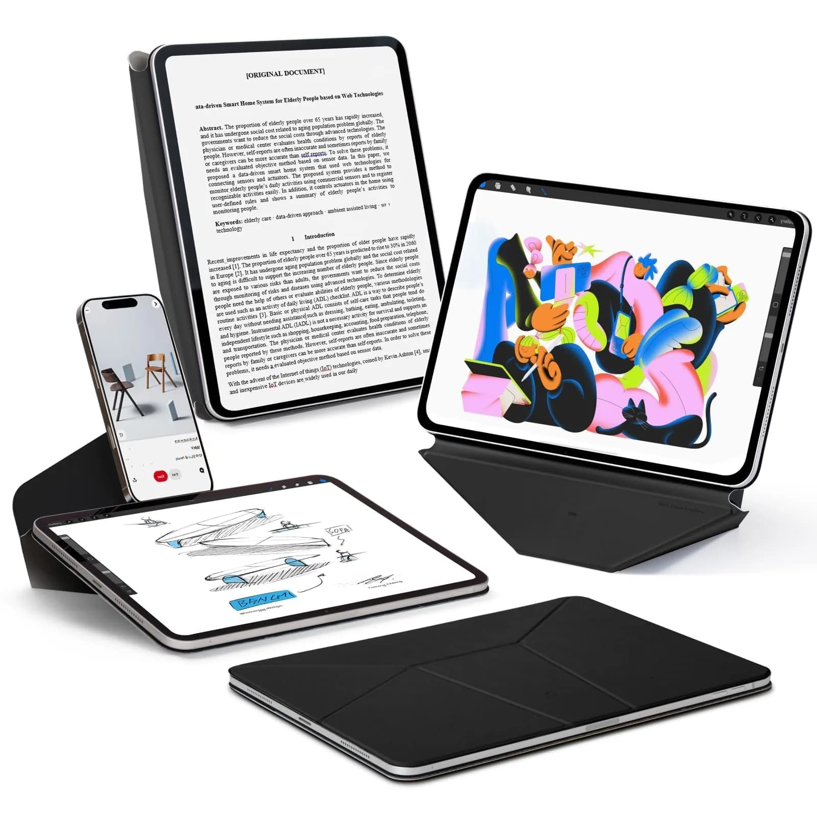 MOFT Dynamic Folio Case for iPad Pro 11 Inch M5 2025 & M4 2024 | 20+ Adjustable Angles, Auto Wake/Sleep, Ultra Thin, Magnetic Support