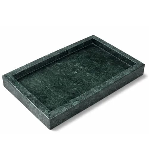 KC KULLICRAFT Natural Green Marble Tray 10" x 6" (25 x 15 cm) | Solid Stone Organizer for Bathroom, Vanity, Kitchen thumbnail 1