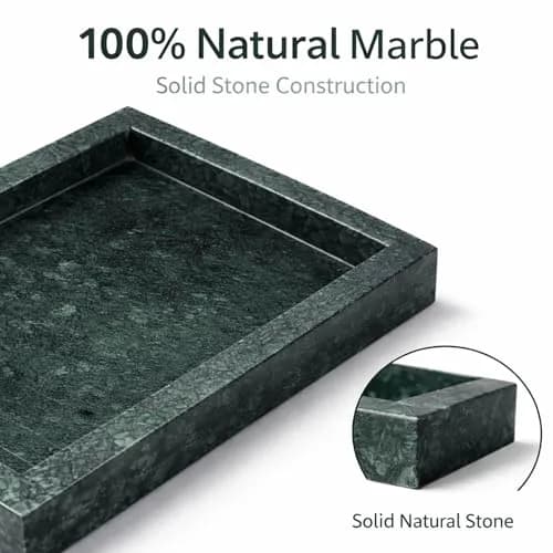 KC KULLICRAFT Natural Green Marble Tray 10" x 6" (25 x 15 cm) | Solid Stone Organizer for Bathroom, Vanity, Kitchen thumbnail 3