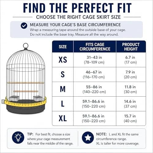 KNUTI Universal Bird Cage Seed Catcher Mesh Skirt Cover Black | Stretchy Small Animal Cage Protector thumbnail 4