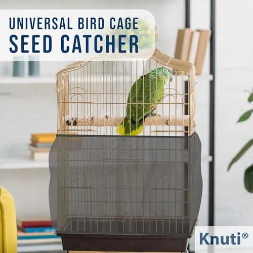 KNUTI Universal Bird Cage Seed Catcher Mesh Skirt Cover Black | Stretchy Small Animal Cage Protector thumbnail 2