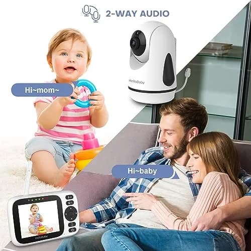 HelloBaby Baby Monitor 4 Cameras No WiFi with 3.2 Inch Screen - PTZ Camera | Secure 1000ft Range, Night Vision, 2-Way Audio thumbnail 4