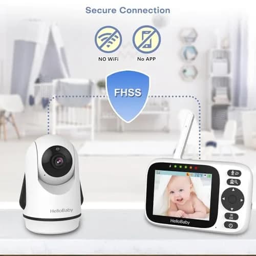 HelloBaby Baby Monitor 4 Cameras No WiFi with 3.2 Inch Screen - PTZ Camera | Secure 1000ft Range, Night Vision, 2-Way Audio thumbnail 6