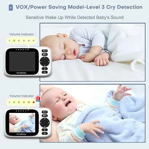 HelloBaby Video Baby Monitor 3 Cameras, 3.2" Screen, PTZ | No WiFi, 1000ft Range, Night Vision thumbnail 7