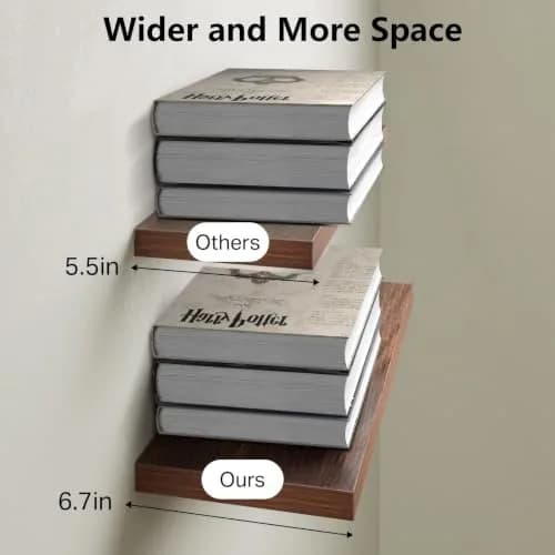 BAYKA Walnut-Like Floating Shelves 15.7in | Modern & Rustic Wall Decor (70-120c) thumbnail 4