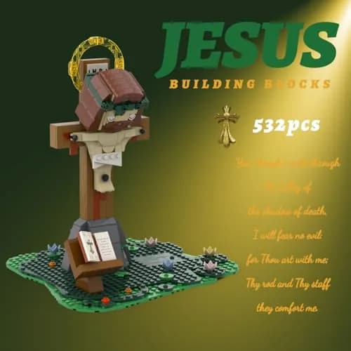 HONLANCH Jesus Cross Building Blocks Set,532PCS | Faith-themed Architectural Toy for Adults & Believers thumbnail 2