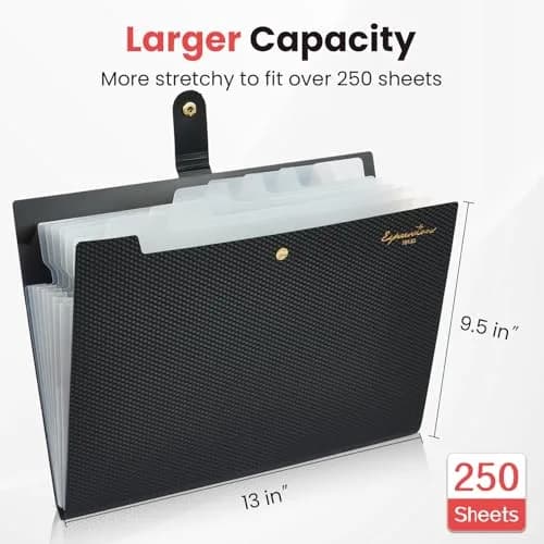 Sooez Accordion File Organizer 8 Pocket, Expanding File Folder with Labels | Durable Plastic for A4/Letter Size Documents thumbnail 3
