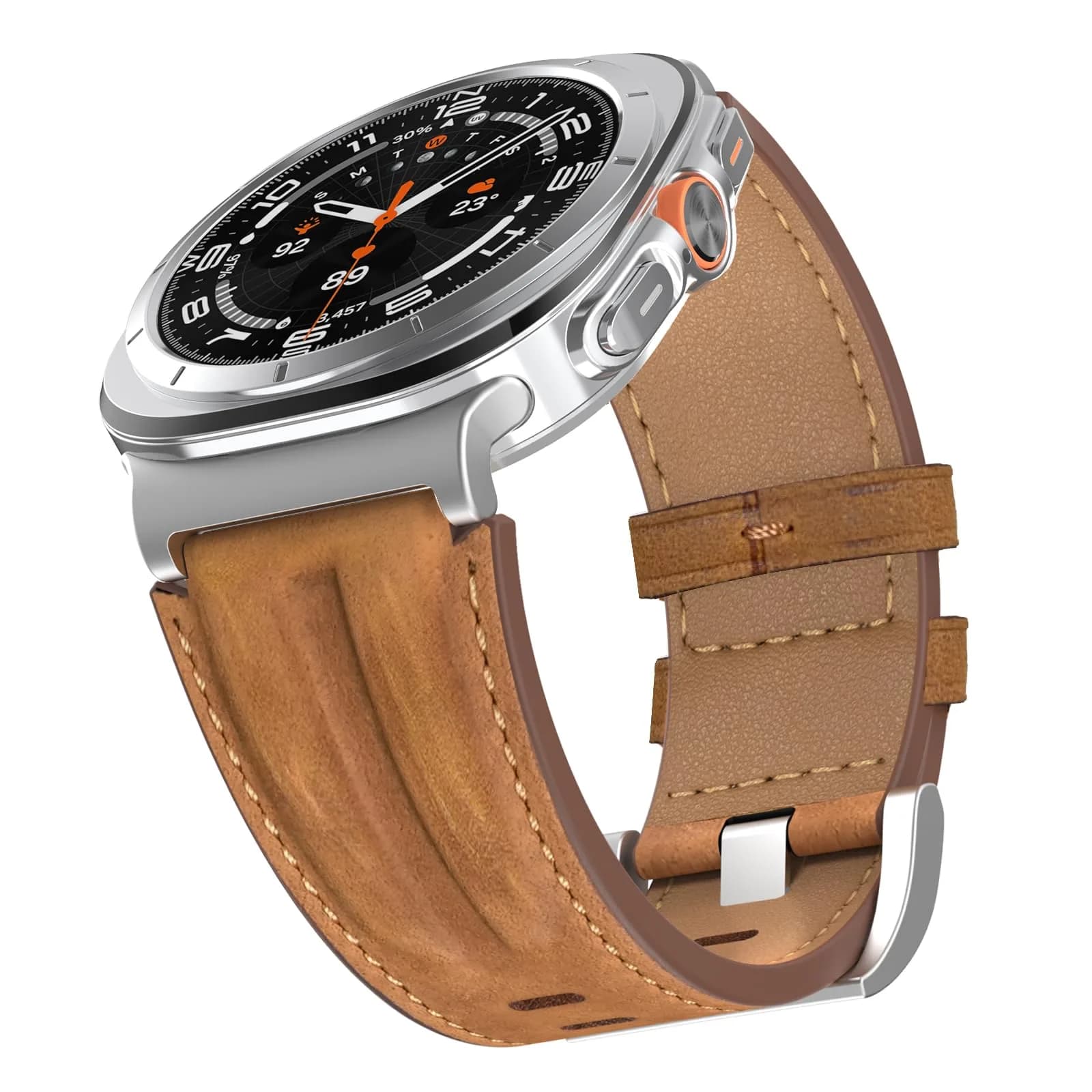Bouixel Genuine Leather Band for Samsung Galaxy Watch Ultra 2/1 47mm | Black-Deep Brown — Deep Brown