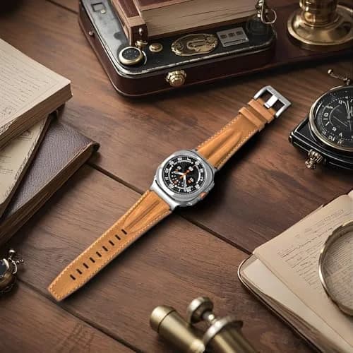 Bouixel Genuine Leather Band for Samsung Galaxy Watch Ultra 47mm | Deep Brown, 150mm-230mm Wrist thumbnail 7