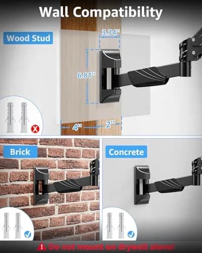 MOUNTUP Heavy Duty Monitor Wall Mount for 22-43 Inch Curved Screens | Supports 2.2-33.1 lbs, VESA 75x75 to 200x200 mm, Black thumbnail 6