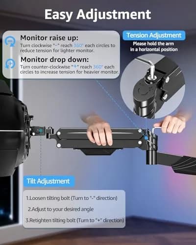 MOUNTUP Heavy Duty Monitor Wall Mount for 22-43 Inch Curved Screens | Supports 2.2-33.1 lbs, VESA 75x75 to 200x200 mm, Black thumbnail 9