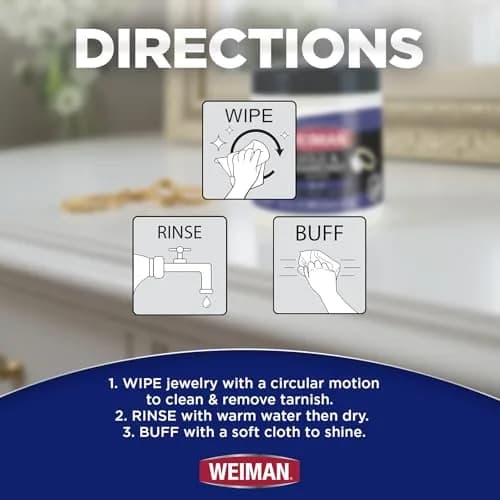 Weiman Gold & Diamond 3-in-1 Wipes - 1 Count | Cleans, Shines, Protects Jewelry thumbnail 11