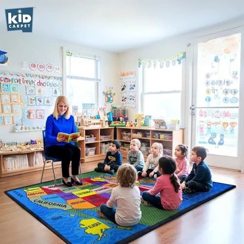 KIDCARPET.COM Map of the USA Classroom Rug 7'6"x 12' | Educational Kids Learning Play Mat thumbnail 3